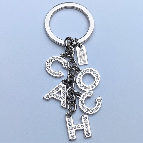 Coach Accessories - Coach Logo Alphabet Letter Bag Charm Silver Pave Crystal Keychain Pristine